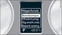 Instrumentenpaneel: Menu Wagenfuncties